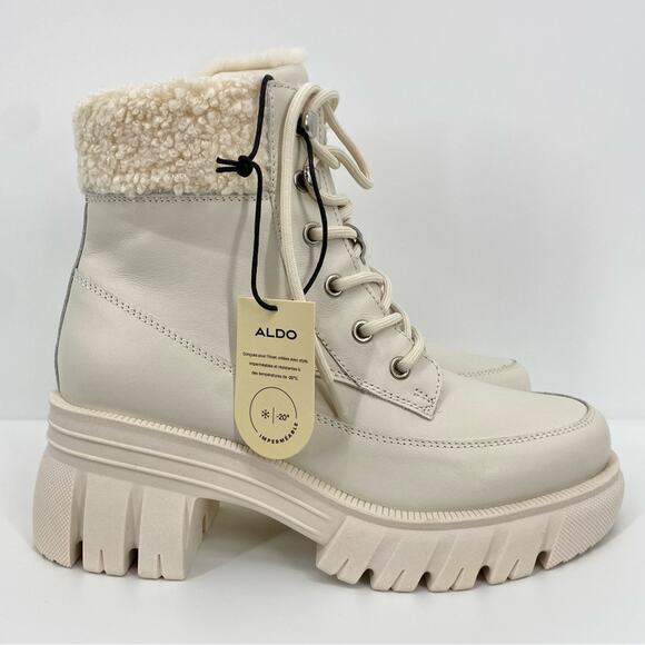 ALDO NWOT Marni Lace Up Lug Sole Boot White Size 9 Waterproof Chunky - Picture 1 of 8